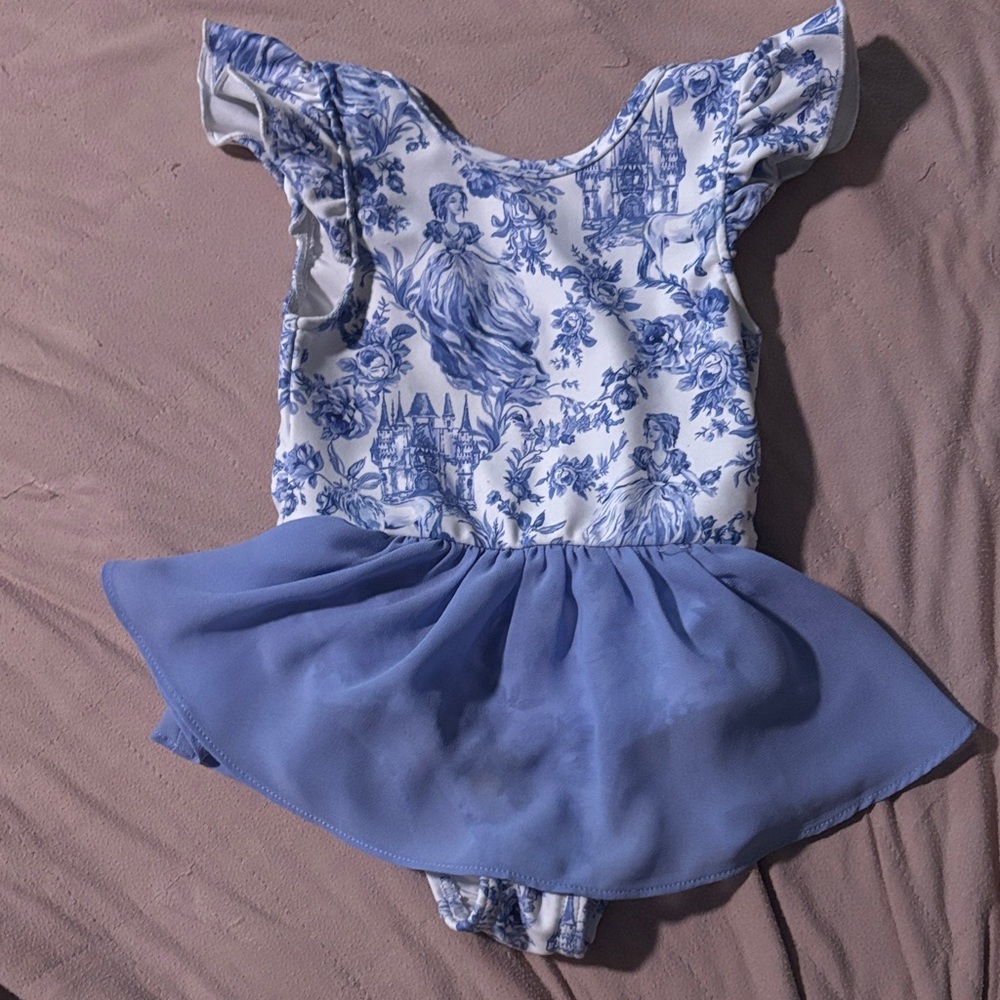 Posh Peanut Floral Blue and White leotard